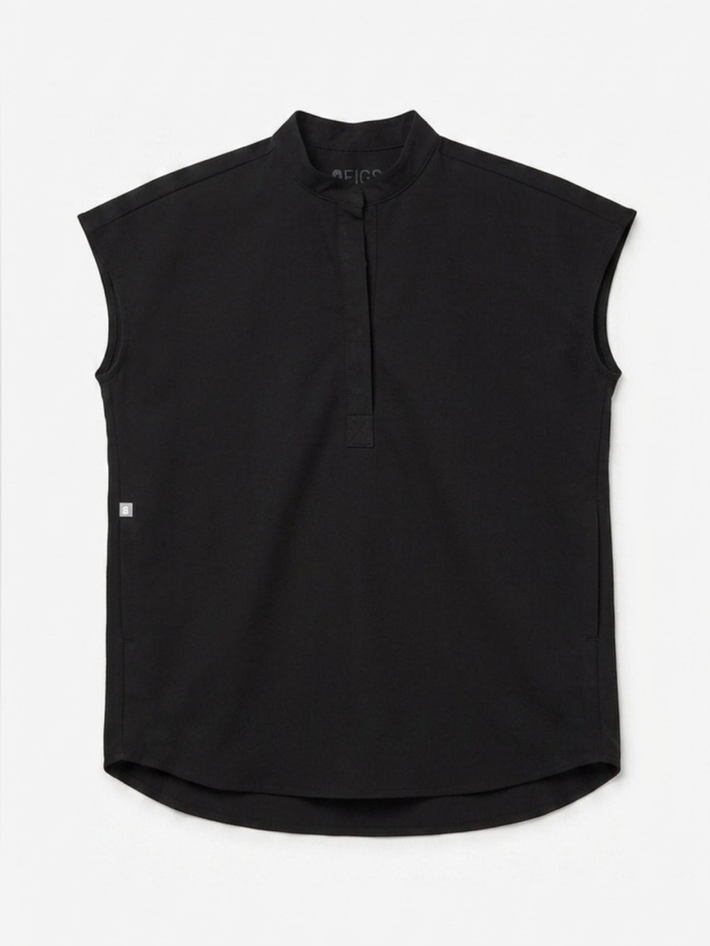 Figs Rafaela Mandarin Oversized Black Scrub Top
